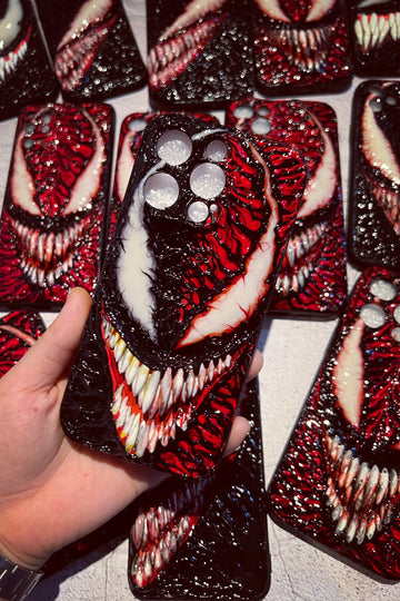 Red & Black Venom FullFace Handmade Fluorescent iPhone Case