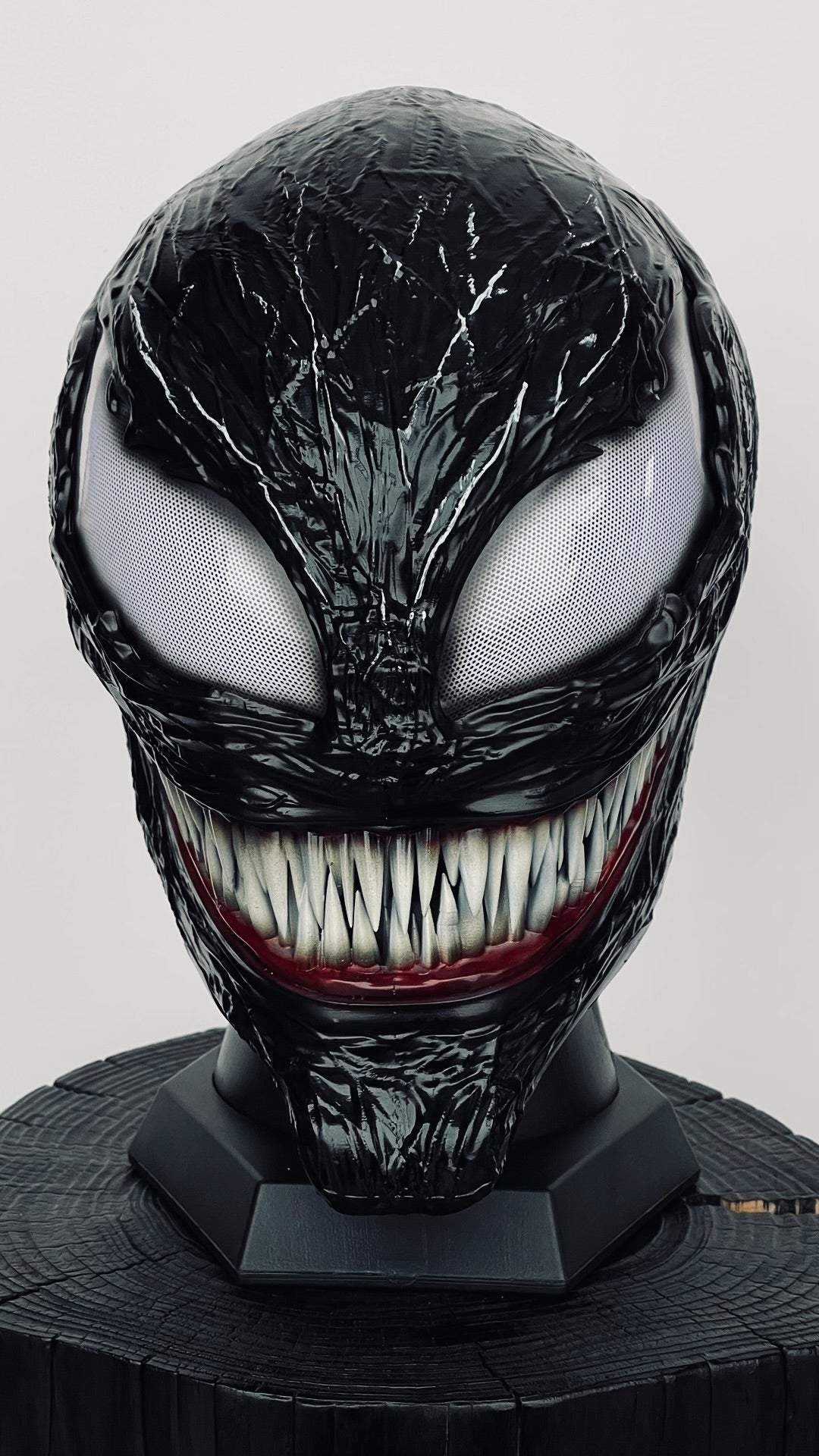 Venom3 Mask without tongue (Adults) with Full Head Face shell & 3D Rubber Web, Wearable Movie Prop Replica